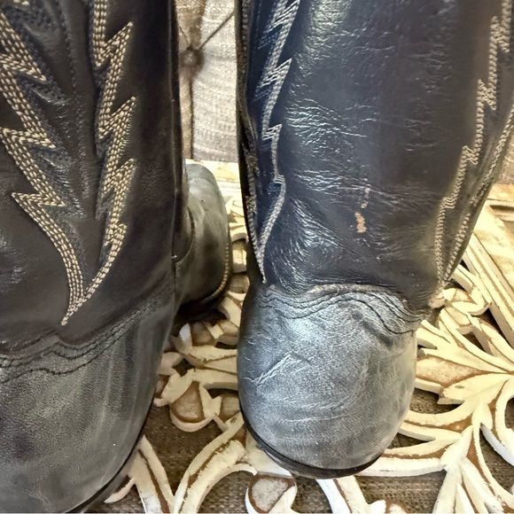 Abilene Tall Gray Leather Western Cowboy Boots Women’s 8.5 - Picture 9 of 10